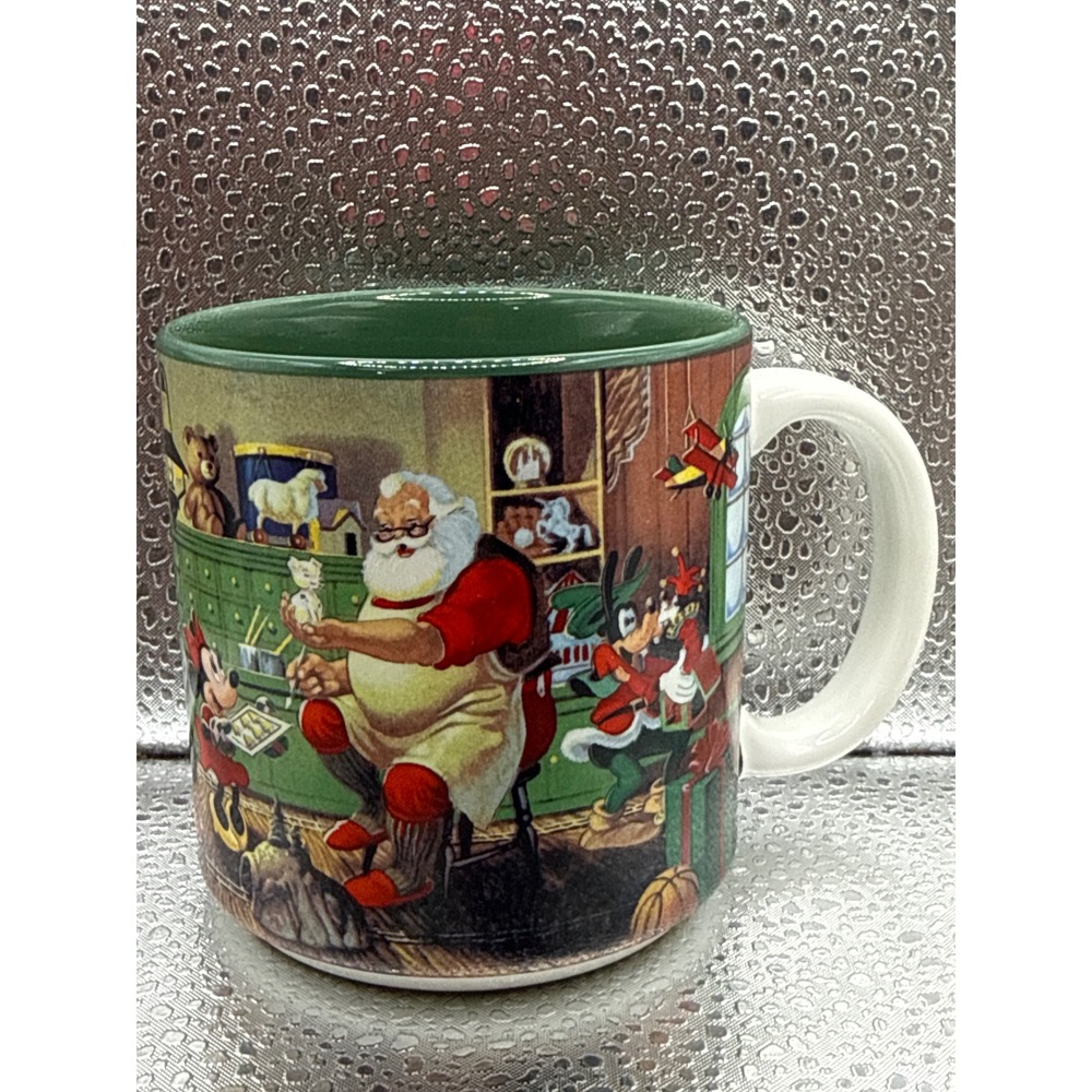 Vintage 1993 Disney Christmas Mug Santa Workshop Mickey Minnie Goofy Pluto Japan